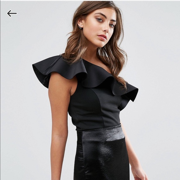 ASOS Tops - Miss sellfridge Bonded one shoulder scuba crop top